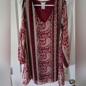 InTu Boho Split Long Sleeve Mini Dress Size  Medium